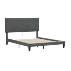 Muellen Upholstered Platform Bed With 2 Dual USB Ports Graphite Gray Vinyl - Hillsdale Furniture -Hillsdale Furniture GUEST 07b053ae 97fa 45a3 9656 a6c6b32329a8