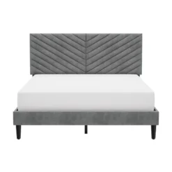 Queen Crestwood Upholstered Chevron Pleated Platform Bed With 2 Dual USB Ports Gray - Hillsdale Furniture 24 Queen Crestwood Upholstered Chevron Pleated Platform Bed With 2 Dual USB Ports Gray - Hillsdale Furniture -Hillsdale Furniture GUEST 07cea812 cb70 42e9 83b5 76d9d422edf2