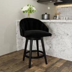 Dulcie Wood And Upholstered Swivel Counter Height Barstool Black - Hillsdale Furniture -Hillsdale Furniture GUEST 09e8321c 8c7f 41f5 ab10 1fee87e738d9