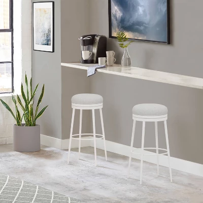 Aubrie Backless 30" Swivel Barstool Off White/Silver - Hillsdale Furniture 5 Aubrie Backless 30" Swivel Barstool Off White/Silver - Hillsdale Furniture - Image 3