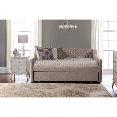 Twin Jaylen Upholstered Daybed With Trundle Unit Silver Fabric - Hillsdale Furniture 4 Twin Jaylen Upholstered Daybed With Trundle Unit Silver Fabric - Hillsdale Furniture - Image 2