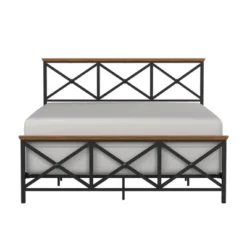 Queen Ashford Metal Bed With Wood Accent Textured Black Oak Finished Wood - Hillsdale Furniture -Hillsdale Furniture GUEST 1080edfa 8174 4f11 ae04 15f6d31b931d