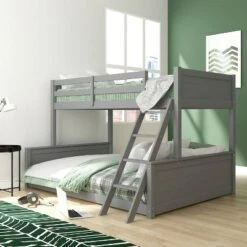 Twin Over Full Capri Wood Bunk Bed Gray - Hillsdale Furniture