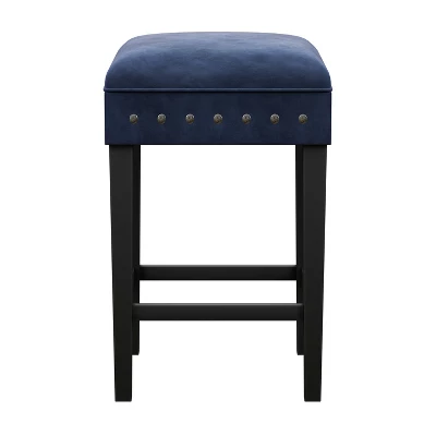 Cassidy Wood Upholstered Backless Counter Height Stool Black/Blue Velvet - Hillsdale Furniture 6 Cassidy Wood Upholstered Backless Counter Height Stool Black/Blue Velvet - Hillsdale Furniture - Image 4