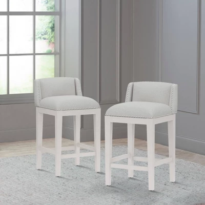 Set Of 2 26" Bronn Non Swivel Counter Height Barstools White /Silver - Hillsdale Furniture 3 Set Of 2 26" Bronn Non Swivel Counter Height Barstools White /Silver - Hillsdale Furniture
