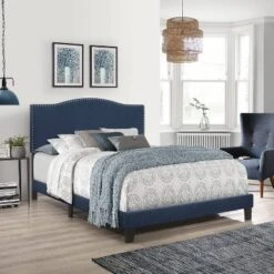 Queen Kiley Velvet Upholstered Bed Blue - Hillsdale Furniture -Hillsdale Furniture GUEST 2b3624e0 fc7f 492a 93be 979d09c5849b