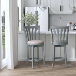 25.75" Savana Swivel Counter Height Barstool Blue (Wirebrush)/Cream - Hillsdale Furniture -Hillsdale Furniture GUEST 2b7eafdb 5b6c 44b1 baaf 0b9775909550