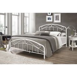 Full Jolie Metal Bed With Arched Scroll Design White - Hillsdale Furniture -Hillsdale Furniture GUEST 315fc2f3 43f6 4e59 b734 9298a303d3de