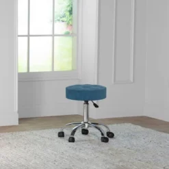 24.5" Nora Tufted Backless Adjustable Metal Vanity And Office Stool With Casters - Hillsdale Furniture -Hillsdale Furniture GUEST 33022e9d f0b0 4e5f a7ac 15fc371f7914