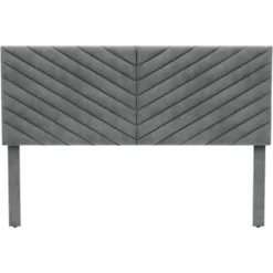 Queen Crestwood Upholstered Chevron Pleated Headboard With USB Ports Gray - Hillsdale Furniture -Hillsdale Furniture GUEST 3a4e9d8d 4a73 4685 8a57 e89d1f2a8b95