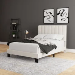 Full Crestone Upholstered Adjustable Height Platform Bed Cream - Hillsdale Furniture -Hillsdale Furniture GUEST 3ed05a7b 6df2 4817 b004 f61fcc9d5d43