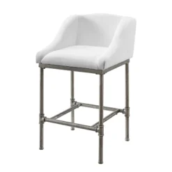 Dillon Metal Counter Height Barstool Textured Silver/White - Hillsdale Furniture -Hillsdale Furniture GUEST 41c2f121 062b 4703 864e b04484fcbd01