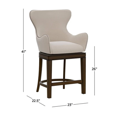 25.75" Caydena Memory Return Swivel Wood Counter Height Barstool Rustic Gray/Cream Fabric - Hillsdale Furniture 4 25.75" Caydena Memory Return Swivel Wood Counter Height Barstool Rustic Gray/Cream Fabric - Hillsdale Furniture - Image 2