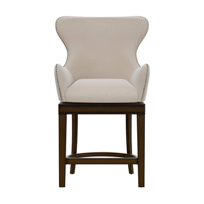 25.75" Caydena Memory Return Swivel Wood Counter Height Barstool Rustic Gray/Cream Fabric - Hillsdale Furniture 5 25.75" Caydena Memory Return Swivel Wood Counter Height Barstool Rustic Gray/Cream Fabric - Hillsdale Furniture - Image 3