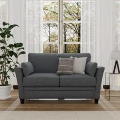 Grant River Upholstered Loveseat With 2 Pillows Gray - Hillsdale Furniture