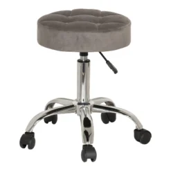 24.5" Nora Tufted Backless Adjustable Metal Vanity And Office Stool With Casters - Hillsdale Furniture -Hillsdale Furniture GUEST 5745c7fc 4bdd 43ea a677 4bfe8a0bbc33