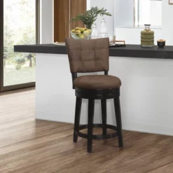 26" Kaede Wood And Upholstered Swivel Counter Height Barstool Black/Chestnut - Hillsdale Furniture -Hillsdale Furniture GUEST 57d48aa0 ada6 4bb9 ae70 e85cd8cc166a