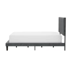 Muellen Upholstered Platform Bed With 2 Dual USB Ports Graphite Gray Vinyl - Hillsdale Furniture -Hillsdale Furniture GUEST 588df6c8 28db 43d1 9783 d618e23e4264