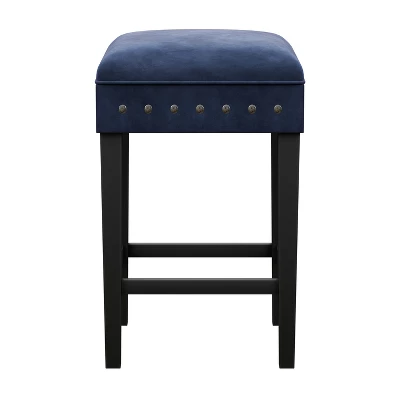 Cassidy Wood Upholstered Backless Counter Height Stool Black/Blue Velvet - Hillsdale Furniture 5 Cassidy Wood Upholstered Backless Counter Height Stool Black/Blue Velvet - Hillsdale Furniture - Image 3
