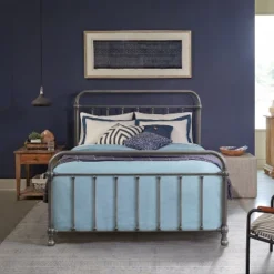 Queen Kirkland Metal Bed Aged Pewter - Hillsdale Furniture