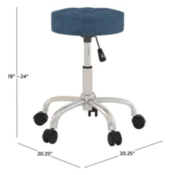 24.5" Nora Tufted Backless Adjustable Metal Vanity And Office Stool With Casters - Hillsdale Furniture -Hillsdale Furniture GUEST 6fc18009 09cb 4a8e 9c12 acf5001b4ed3