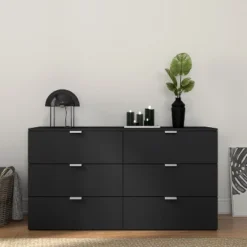 Delmar Wood 6 Drawer Dresser Matte Black - Hillsdale Furniture