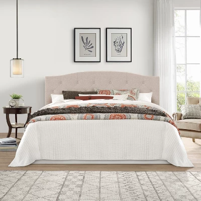 King/California King Provence Upholstered Arch Adjustable Tufted Headboard With Frame Linen Fabric - Hillsdale Furniture 3 King/California King Provence Upholstered Arch Adjustable Tufted Headboard With Frame Linen Fabric - Hillsdale Furniture