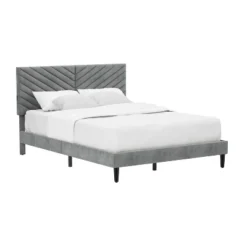 Queen Crestwood Upholstered Chevron Pleated Platform Bed With 2 Dual USB Ports Gray - Hillsdale Furniture 29 Queen Crestwood Upholstered Chevron Pleated Platform Bed With 2 Dual USB Ports Gray - Hillsdale Furniture -Hillsdale Furniture GUEST 727305e9 8c26 406d b14b 3a0279776f26