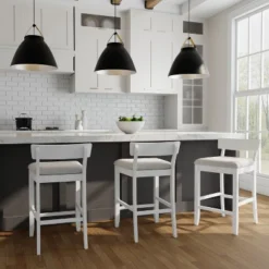 Warren Wood And Upholstered Counter Height Stool Sea White - Hillsdale Furniture -Hillsdale Furniture GUEST 75a42301 6a65 4b93 9fd4 e7a364bc6156