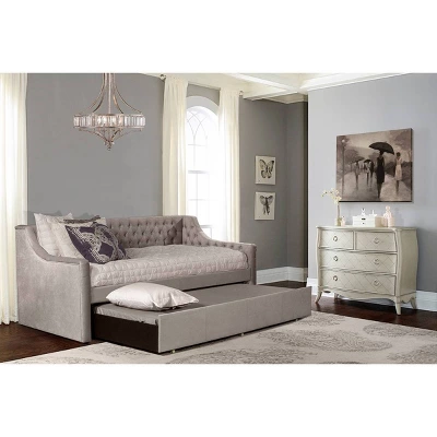 Twin Jaylen Upholstered Daybed With Trundle Unit Silver Fabric - Hillsdale Furniture 6 Twin Jaylen Upholstered Daybed With Trundle Unit Silver Fabric - Hillsdale Furniture - Image 4