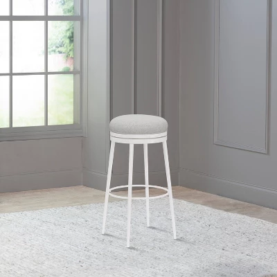 Aubrie Backless 30" Swivel Barstool Off White/Silver - Hillsdale Furniture 6 Aubrie Backless 30" Swivel Barstool Off White/Silver - Hillsdale Furniture - Image 4