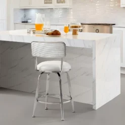 Baltimore Metal And Upholstered Swivel Counter Height Stool Chrome - Hillsdale Furniture