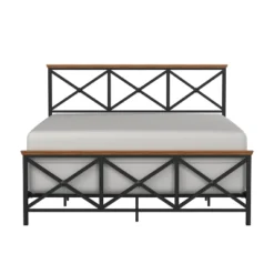 Queen Ashford Metal Bed With Wood Accent Textured Black Oak Finished Wood - Hillsdale Furniture -Hillsdale Furniture GUEST a557ba12 9d66 41f3 a72f 43d2b5aa8c0e