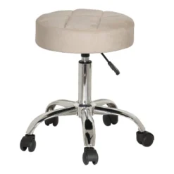 24.5" Nora Tufted Backless Adjustable Metal Vanity And Office Stool With Casters - Hillsdale Furniture -Hillsdale Furniture GUEST a6d3e543 4b2e 4eb5 bebd e0cf9912e34e