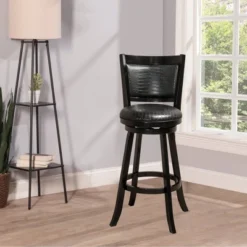 Brannon Swivel Height Barstool Black/Faux Croc Skin - Hillsdale Furniture