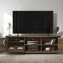70" Prestwick Gaming Ready Wood TV Stand With 2 Doors And Shelves For TVs Up To 78" Knotty Oak Top - Hillsdale Furniture -Hillsdale Furniture GUEST b18016c0 1a7b 43e2 ae75 ba23571f8788