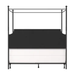 Mcarthur Metal And Upholstered Canopy Bed Matte Black/Gray Fabric - Hillsdale Furniture -Hillsdale Furniture GUEST b2774fa4 6572 42de 9f23 2a1682a9a06f