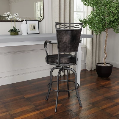 Bridgetown Metal Bar Height Swivel Stool Pewter - Hillsdale Furniture 3 Bridgetown Metal Bar Height Swivel Stool Pewter - Hillsdale Furniture