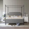 Mcarthur Metal And Upholstered Canopy Bed Matte Black/Gray Fabric - Hillsdale Furniture -Hillsdale Furniture GUEST b72de3b7 c6f4 434a 8d17 b45ebf3d9d60