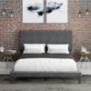 Muellen Upholstered Platform Bed With 2 Dual USB Ports Graphite Gray Vinyl - Hillsdale Furniture