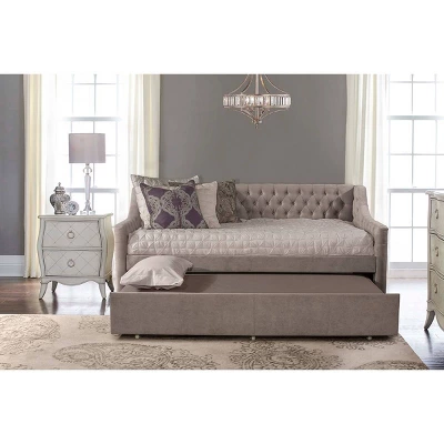Twin Jaylen Upholstered Daybed With Trundle Unit Silver Fabric - Hillsdale Furniture 3 Twin Jaylen Upholstered Daybed With Trundle Unit Silver Fabric - Hillsdale Furniture