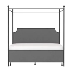 Mcarthur Metal And Upholstered Canopy Bed Matte Black/Gray Fabric - Hillsdale Furniture -Hillsdale Furniture GUEST bf96ab47 a11e 490d 859e dae0ed89a45a