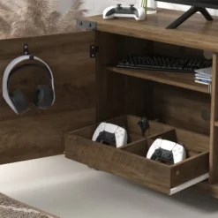 70" Prestwick Gaming Ready Wood TV Stand With 2 Doors And Shelves For TVs Up To 78" Knotty Oak Top - Hillsdale Furniture -Hillsdale Furniture GUEST c3b3db09 f55b 4c5e 9fc0 d2587beb578e