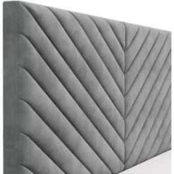 Queen Crestwood Upholstered Chevron Pleated Headboard With USB Ports Gray - Hillsdale Furniture -Hillsdale Furniture GUEST c3c4a112 9ac9 4229 9694 06630f472d23