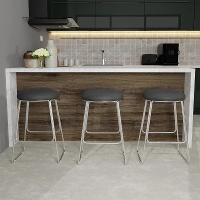 Southlake Backless Metal Counter Height Stool Chrome/Black Vinyl - Hillsdale Furniture 3 Southlake Backless Metal Counter Height Stool Chrome/Black Vinyl - Hillsdale Furniture