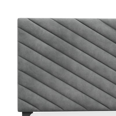 Queen Crestwood Upholstered Chevron Pleated Platform Bed With 2 Dual USB Ports Gray - Hillsdale Furniture 15 Queen Crestwood Upholstered Chevron Pleated Platform Bed With 2 Dual USB Ports Gray - Hillsdale Furniture - Image 13