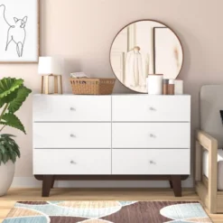 Kincaid Wood 6 Drawer Dresser Matte White - Hillsdale Furniture