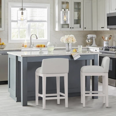 Set Of 2 26" Bronn Non Swivel Counter Height Barstools White /Silver - Hillsdale Furniture 13 Set Of 2 26" Bronn Non Swivel Counter Height Barstools White /Silver - Hillsdale Furniture - Image 11