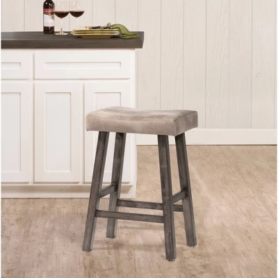26" Saddle Wood Backless Counter Height Barstool Rustic Gray - Hillsdale Furniture 4 26" Saddle Wood Backless Counter Height Barstool Rustic Gray - Hillsdale Furniture - Image 2