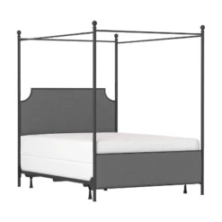 Mcarthur Metal And Upholstered Canopy Bed Matte Black/Gray Fabric - Hillsdale Furniture -Hillsdale Furniture GUEST e61b91d6 25b8 4daf 89a0 9a46d60b24d4